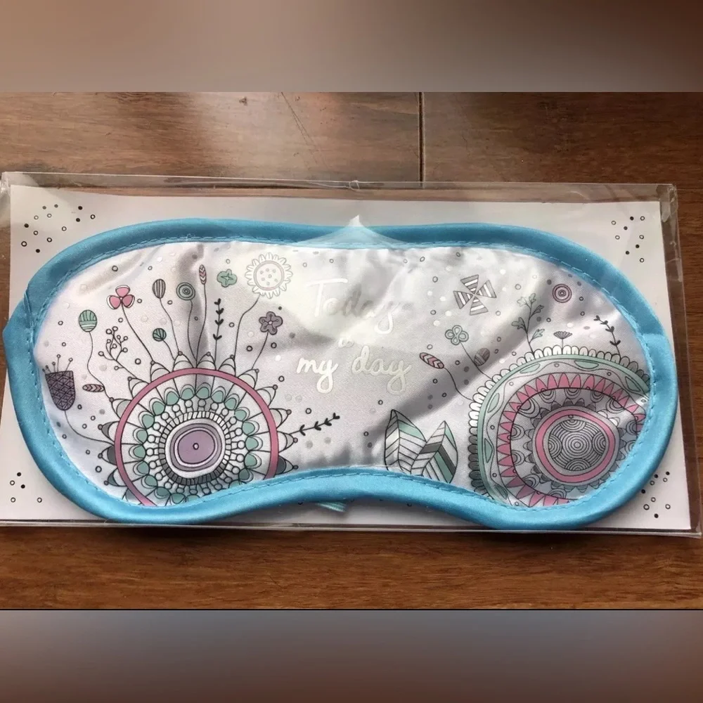 Blue Trim Floral Sleep Mask - 